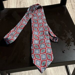 Dior Silk Medallion Tie in Red, Blue & Green